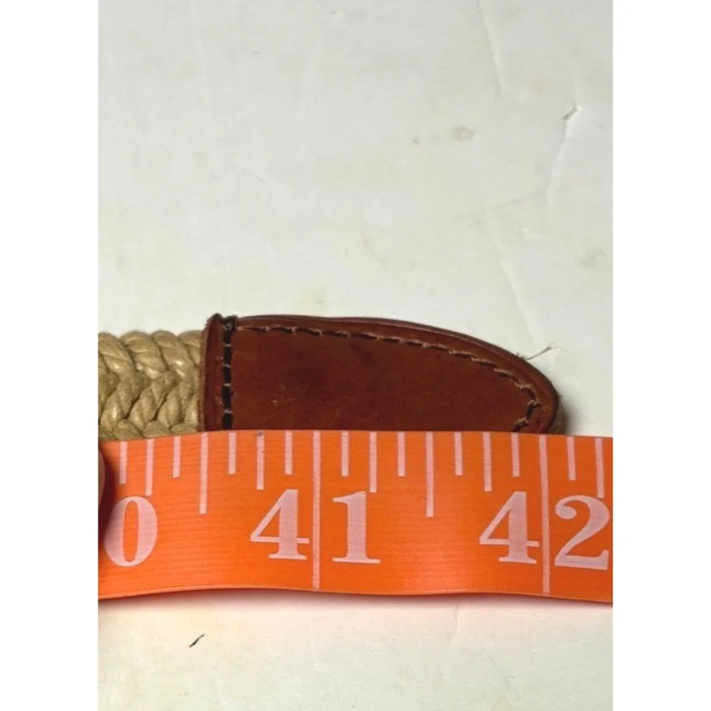 Polo Ralph Lauren Braided Rope Leather Trim Belt Tan Brown Size 36